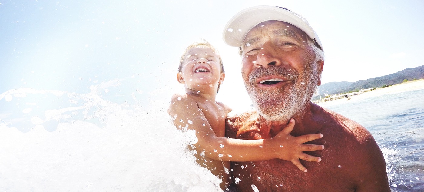 Elder male patient surfing