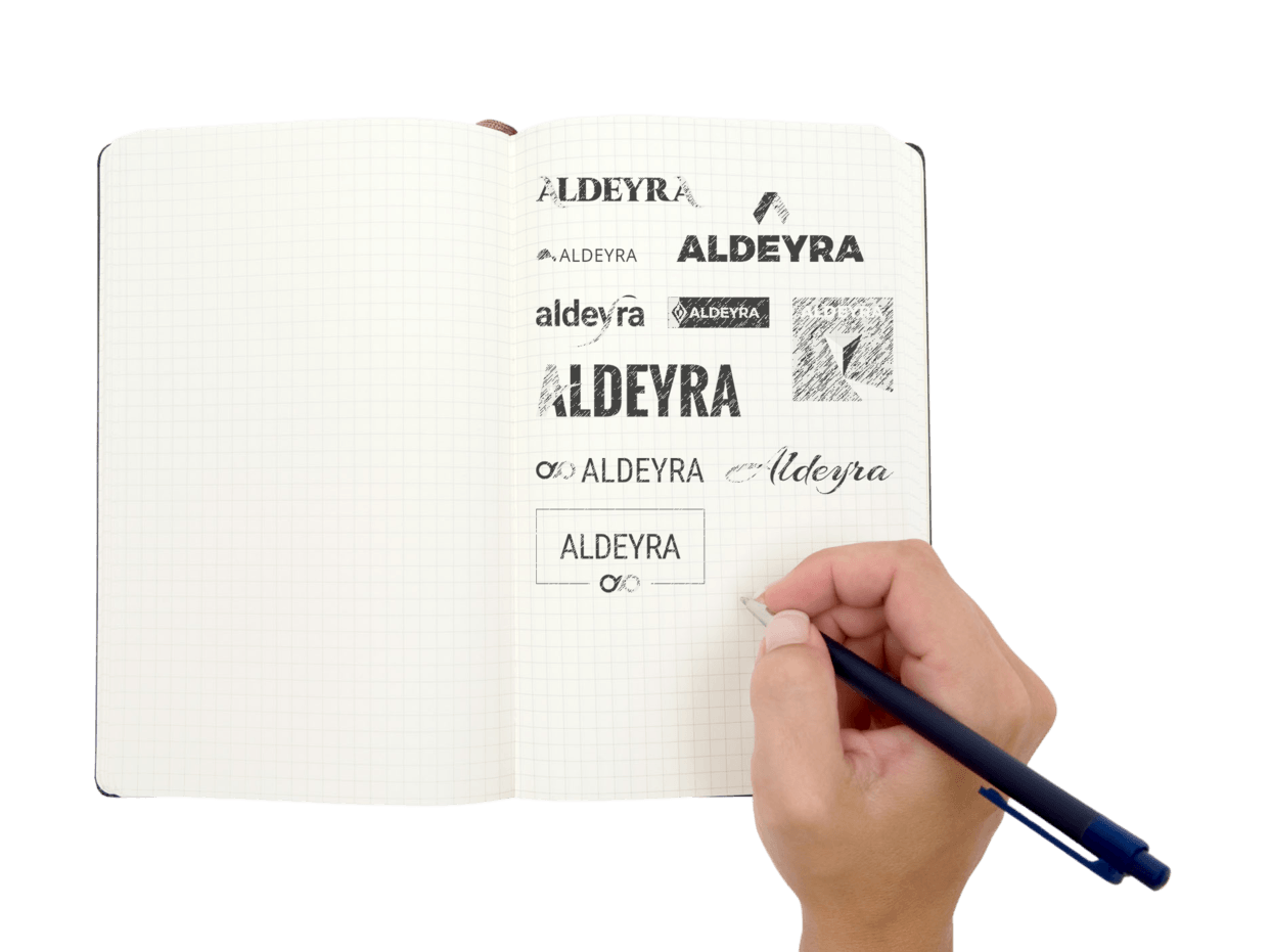 logo concepts on sketch pad