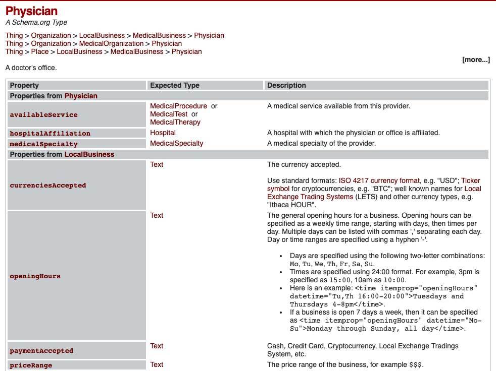 healthcare physician schema